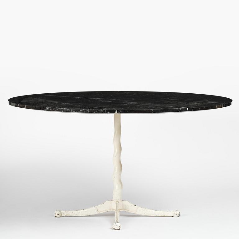 Josef Frank, attributed to, a cast iron table with marble top, Firma Svenskt Tenn, Sweden, 1950s.