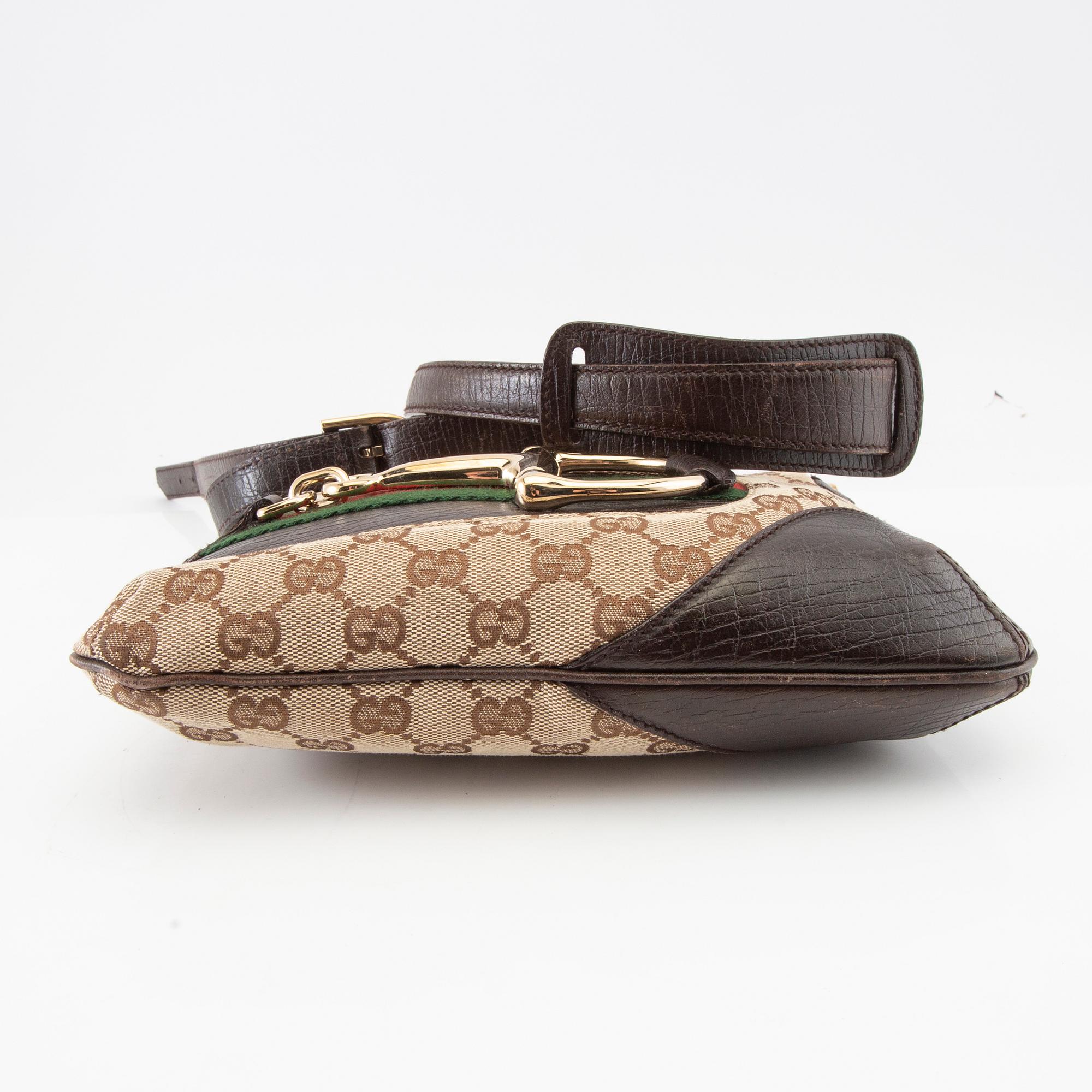 Gucci, axelremsväska Horsebit Canvas Sherry Line.