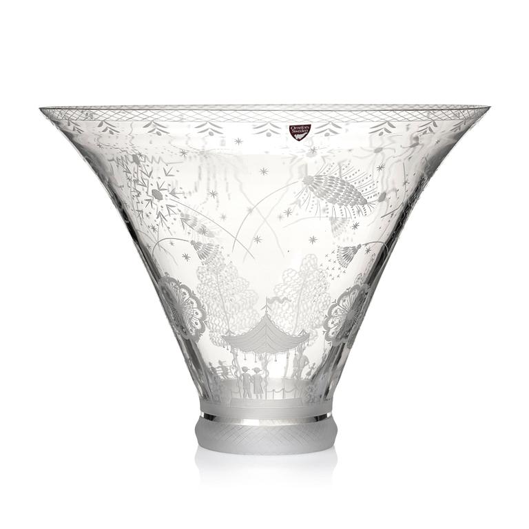 Edward Hald, an engraved 'Fyrverkeri' (Fireworks) glass bowl, Orrefors 1988, model 248.