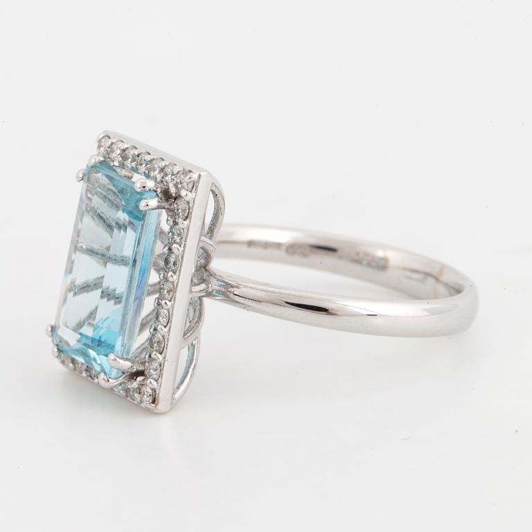 Aquamarine and brilliant-cut diamond ring.