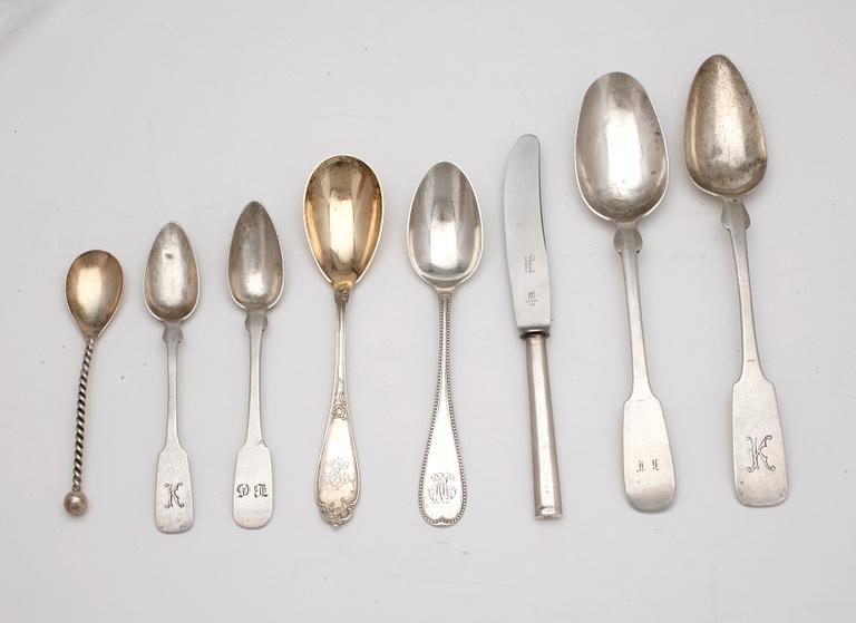 PARTI SILVERBESTICK, 13 delar, mest Tyskland. 1900-tal. Tot ca 816 gram.