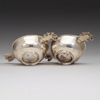 A pair of Swedish early 19th century parcel-gilt cups, marks of Olof Löfvander, Luleå 1807.