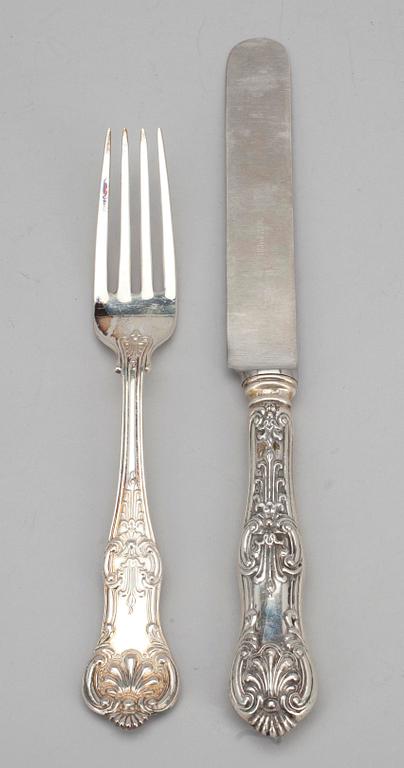 BESTICKSERIE, 24 st, Italien början av 1900-tal. Silvervikt ca 1400 g.