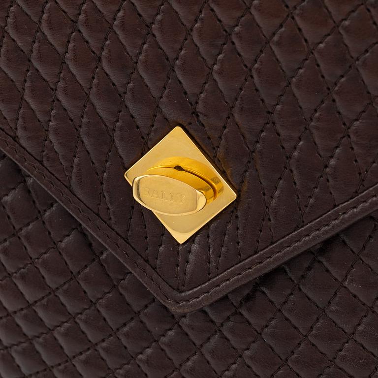 Bally, a brown leather bag.