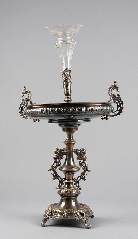 BORDUPPSATS, nysilver samt glas, 1800-talets slut.