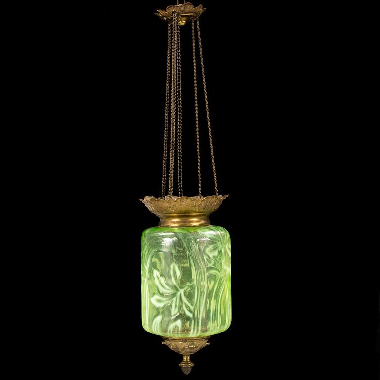 MÅNSKENSAMPEL, glas och mässing, sekelskiftet 1900. Höjd ca 35 cm.