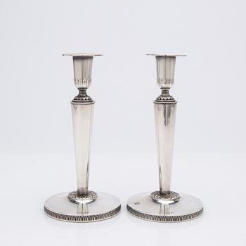 Candelabras, a pair, silver, K&E Carlsson, Gothenburg, 1965.