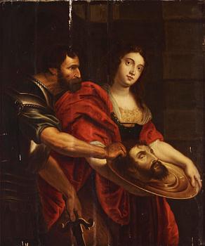 739. Peter Paul Rubens, hans efterföljd, Salome med Johannes Döparens huvud på ett fat.