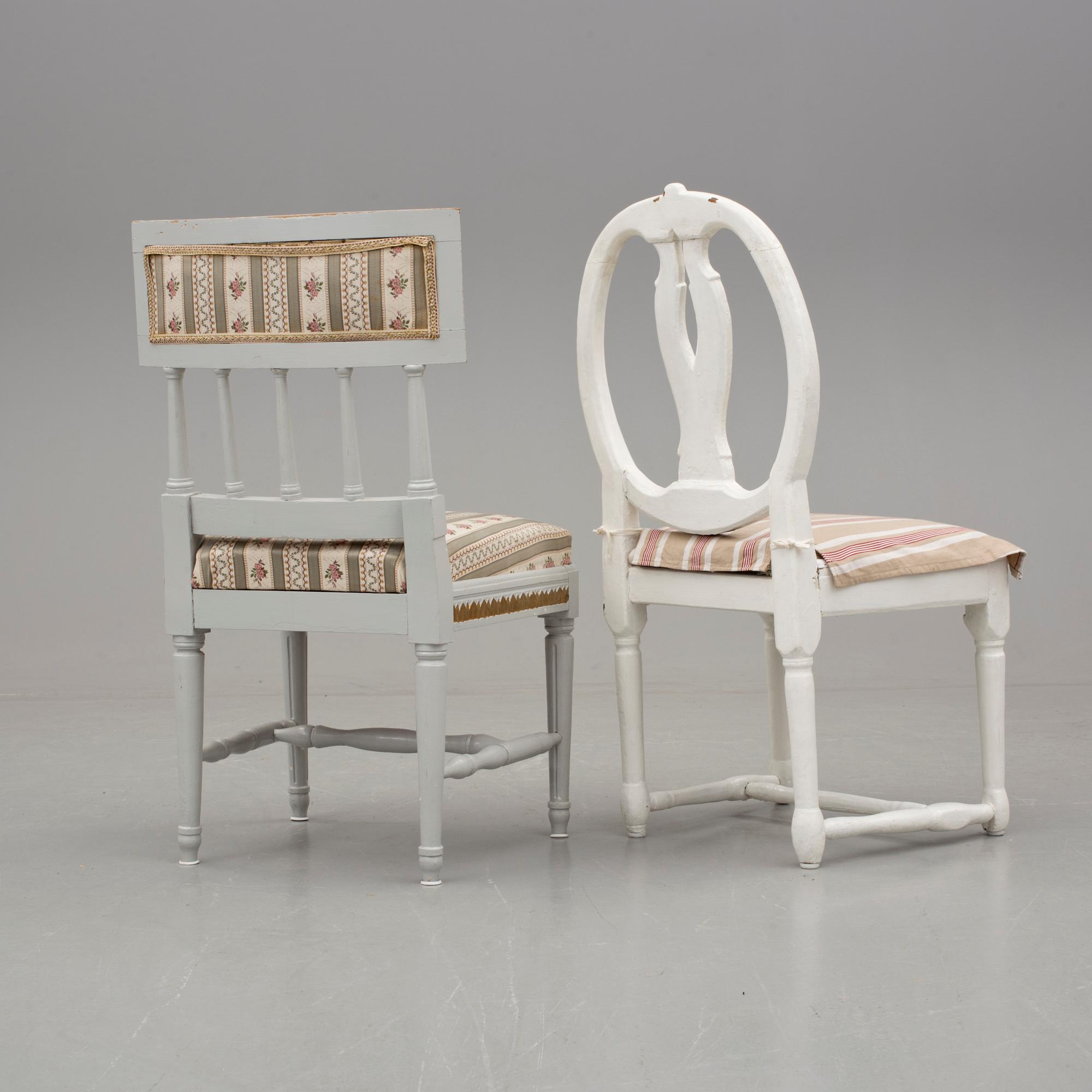 STOLAR, 2 st, gustaviansk samt gustaviansk stil, 1700- samt 1900-tal.