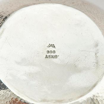 A Japanese five-piece silver garniture, Asahi, early 20th century.