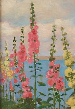 Herman Österlund, Kvinna med stockrosor. (Sommar, Arild).