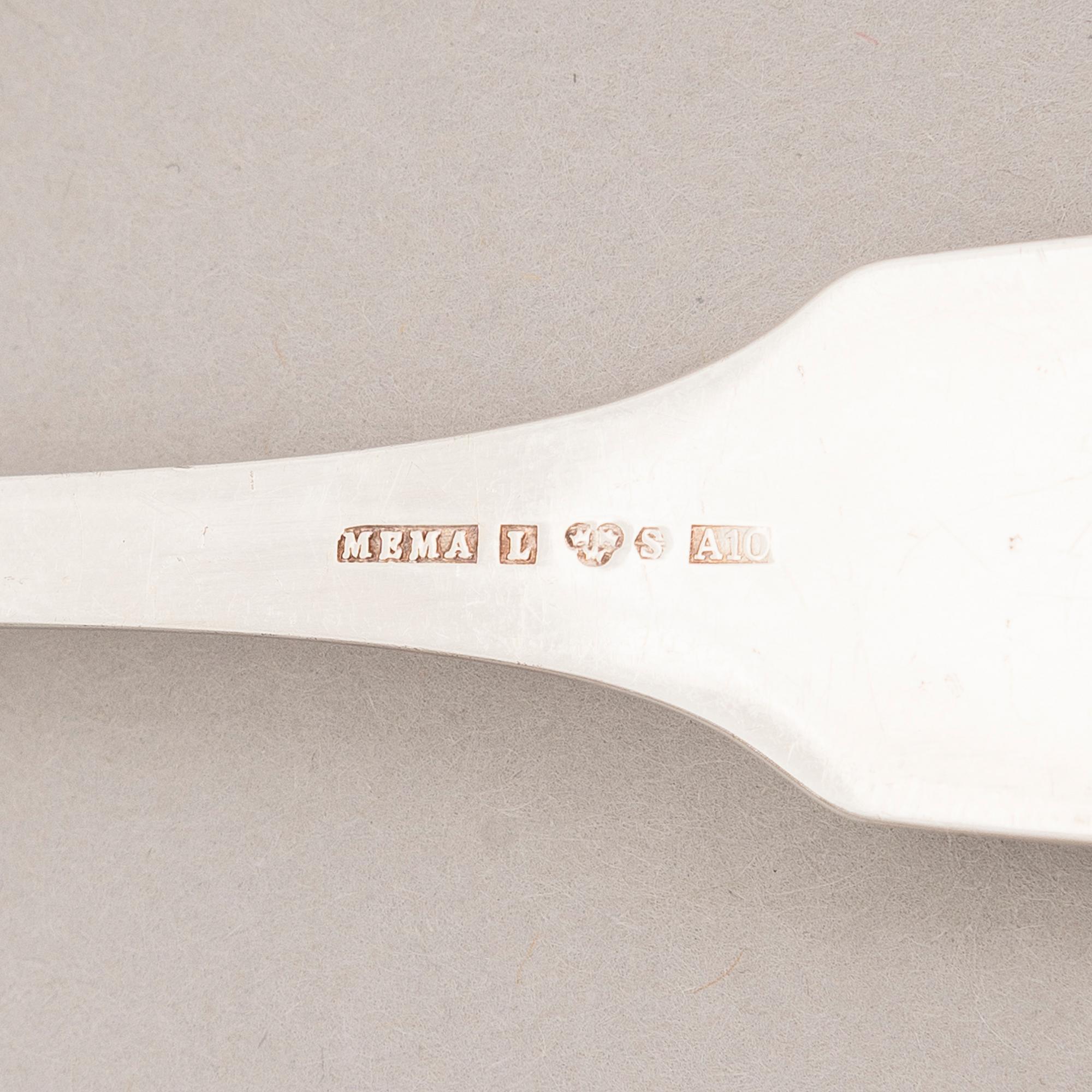 A 30-piece set of 'Torne River Valley' silver cutlery with engraved floral decoration, Sweden 1976-97.