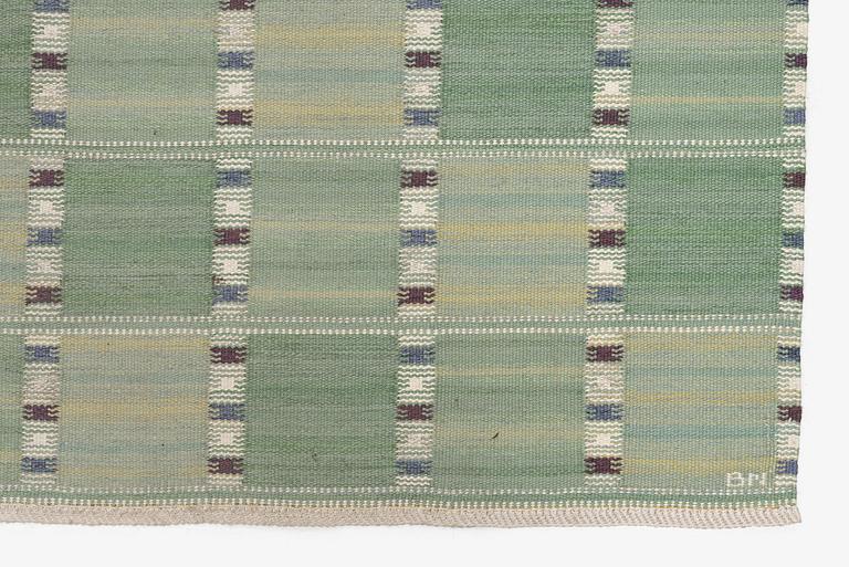 Barbro Nilsson, a carpet, 'Falurutan grön I', flat weave, c. 266 x 210 cm, signed AB MMF BN.