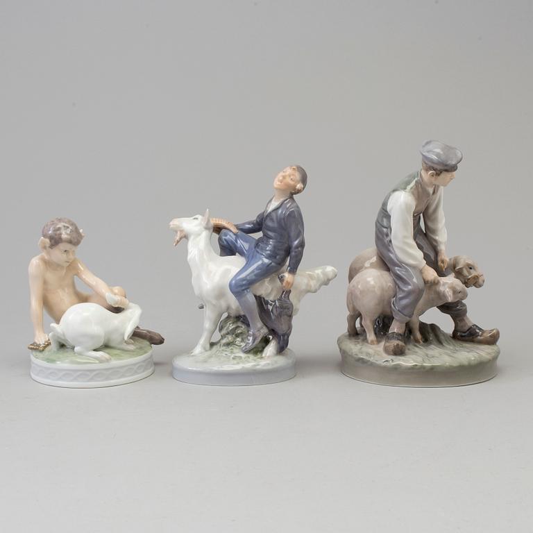 Three Royal Copenhagen porcelain figure groups, Denmark, 1950s.