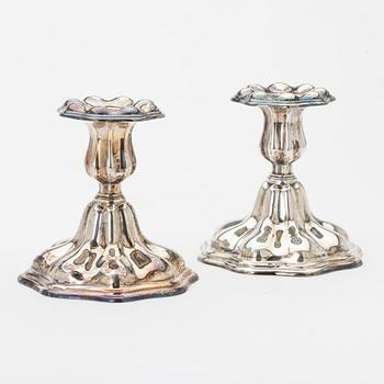 Candlesticks, silver, a pair, C. G. Hallberg, Stockholm, 1946.