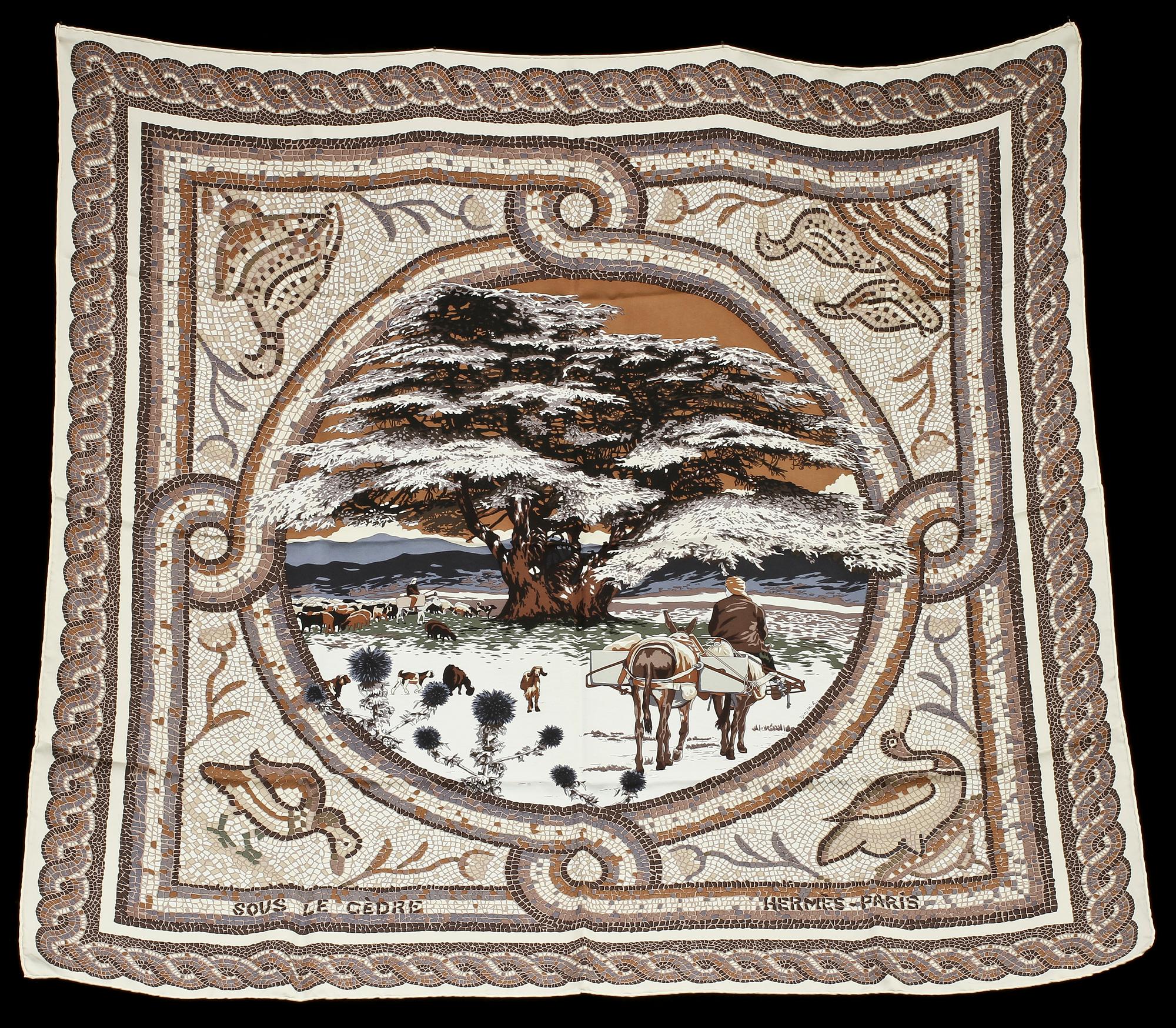 SCARF, siden, "Sous le Cedre", design Dimitri Rybaltchenko, Hermès, Paris.