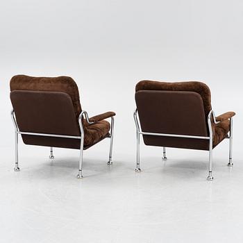 A pair of 'Stålbo' easy chairs by Bo Eigert, 1970's.
