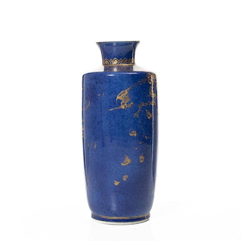 A Chinese powder blue vase / flask, Qing dynasty, Qianlong (1736-95).