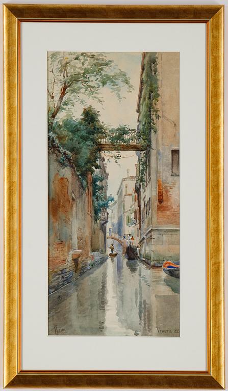 Ellen Jolin, watercolour, signed and dated Venezia 1893.