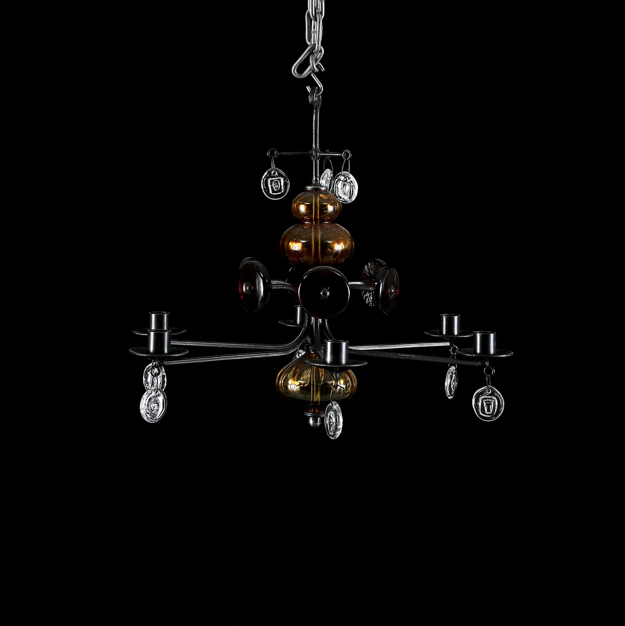 LJUSKRONA, Erik Höglund, 1900-talets andra hälft. Höjd 40 cm exkl krokar.