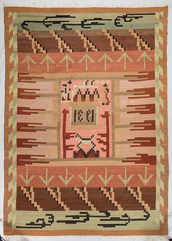 A 1930's Finnish flat weave carpet. Circa 300 x 205 cm.