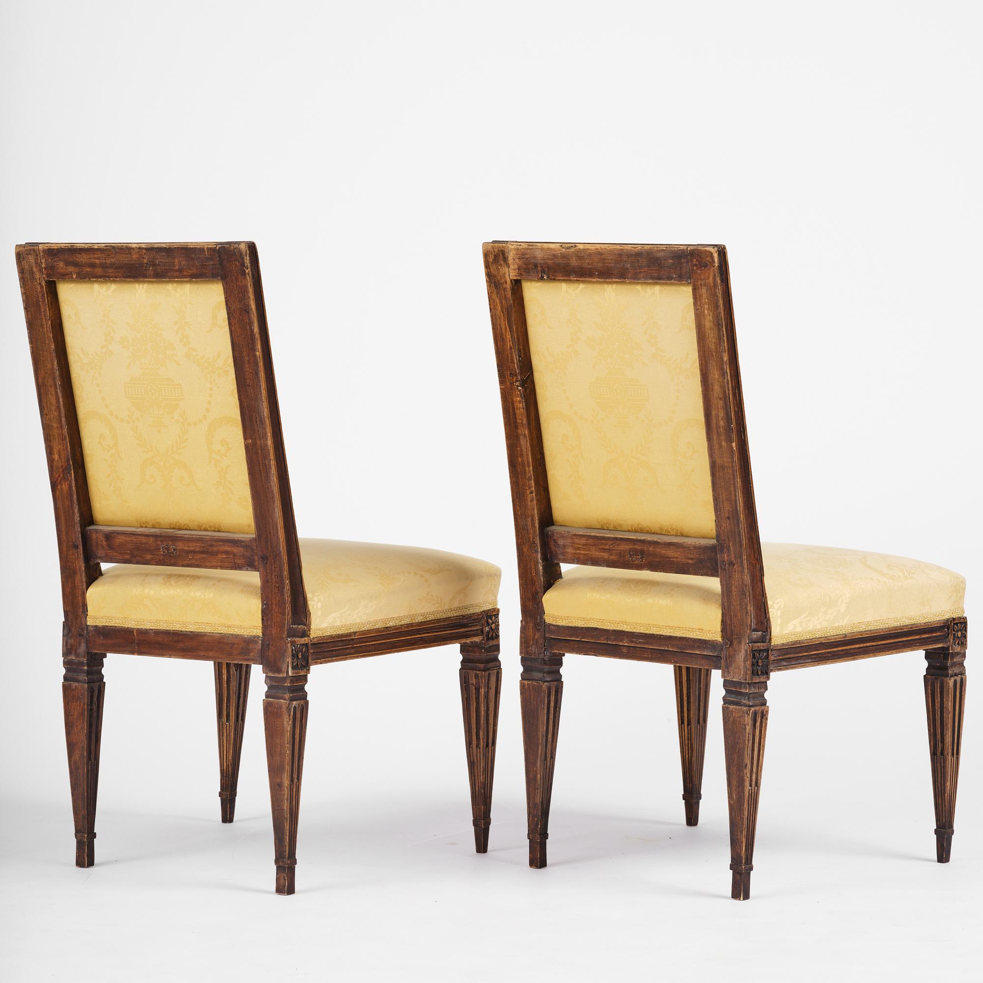 A pair of Gustavian chairs by Melchior Lundberg, (Stockholm 1775-1812).