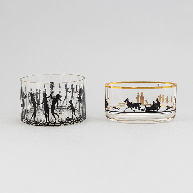 Two Art Nouveau glass bowls, Steinschönau, 1910's/20's.