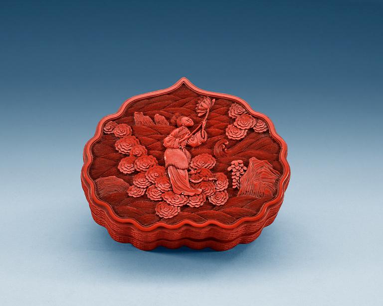 A red lacquer box with cover, Qing dynasty, presumably Qianlong (1736-95).