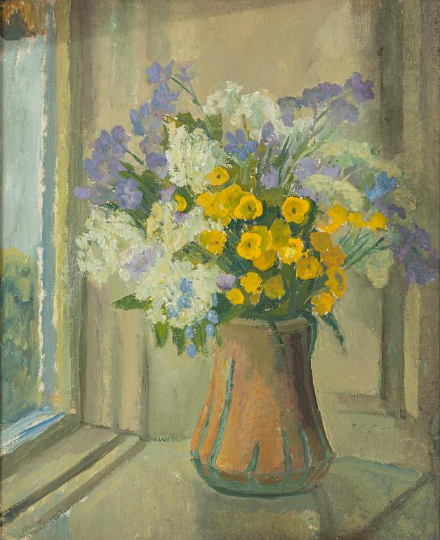 Maj Bring, Vase with flowers by the window.