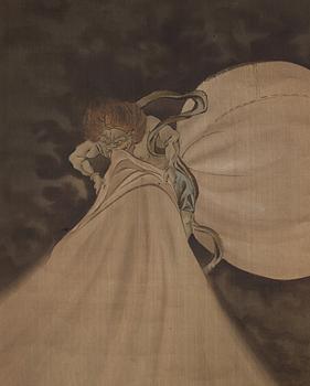RULLMÅLNINGAR, sex stycken, tusch och färg på papper. Japan, Meiji (1868-1912).