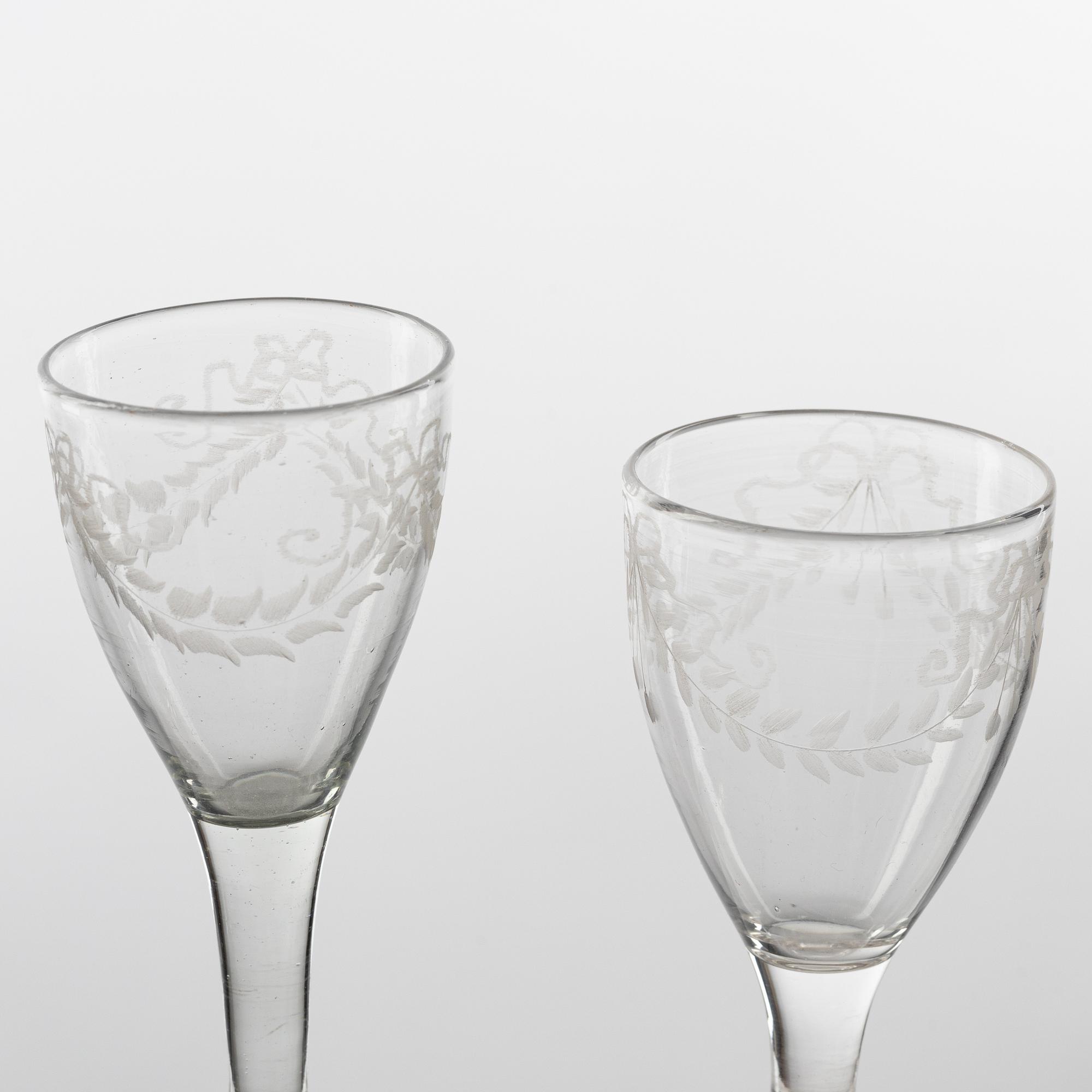 A set of 13n glasses, circa 1800.
