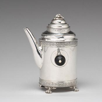 A Swedish 18th century silver coffee-pot, mark of Peter Johan Zetterling, Linköping 1792.