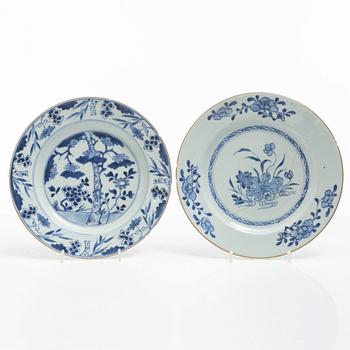 Eleven blue and white porcelain plates, China, Qing dynasty 18th century.