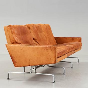 Poul Kjaerholm, A Poul Kjaerholm three seated 'PK-31-3' brown leather sofa by E Kold Christensen, Denmark 1960's.