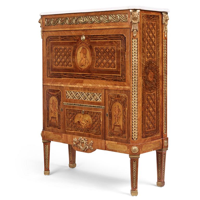 A Gustavian marquetry and ormolu-mounted  secretaire by Gottlieb Iwersson ca 1781 (master in Stockholm 1778-1813)..