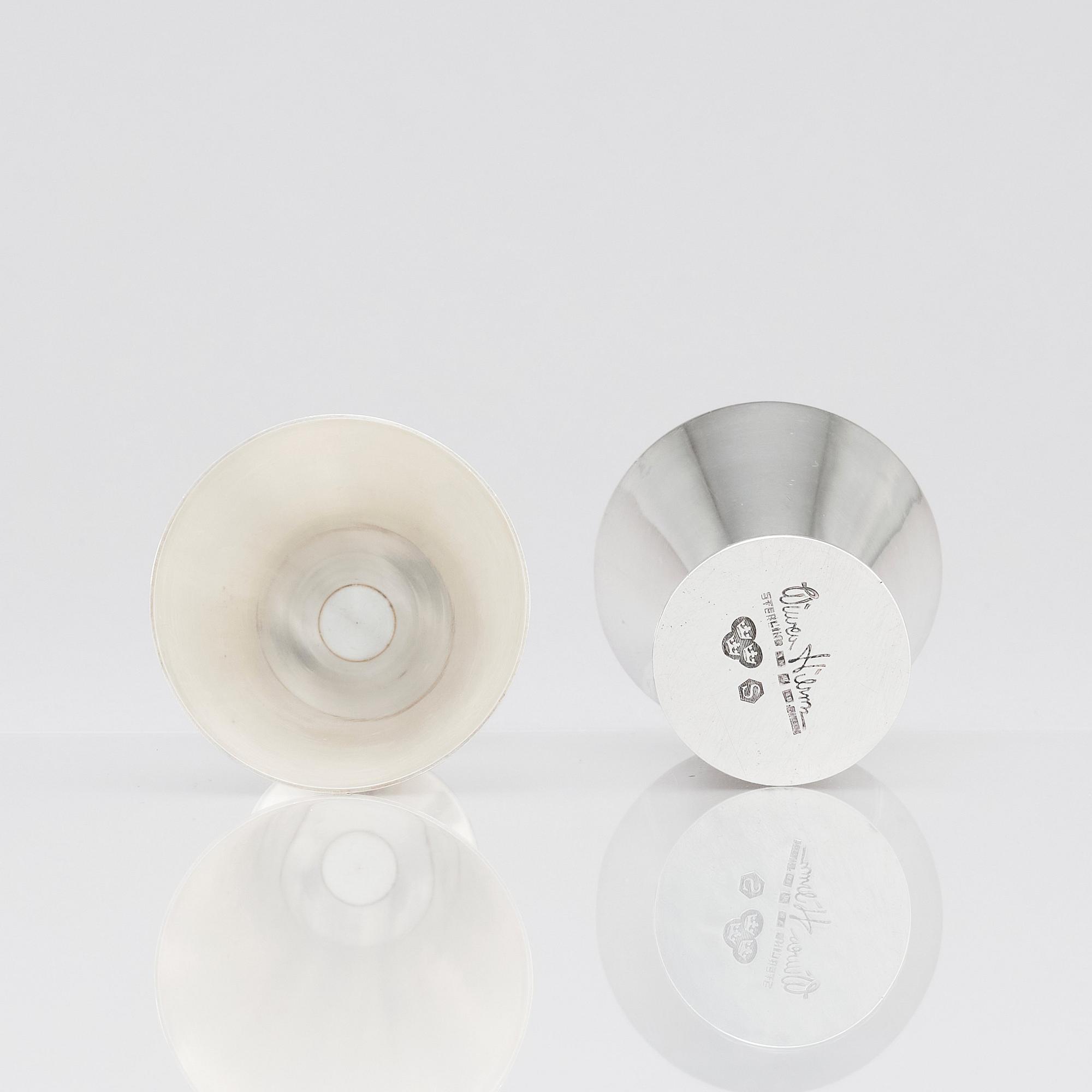 Wiwen Nilsson, a set of six sterling coctailglasses, Lund Sweden 1952-1963.