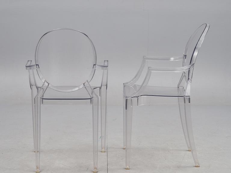 KARMSTOLAR, 4 st, "Louis Ghost", Philippe Starck för Kartell, märkta.