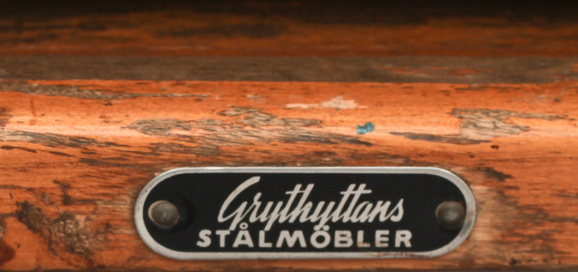 BORD samt 6 STOLAR, Grythyttan Stålmöbler. 1950-tal.