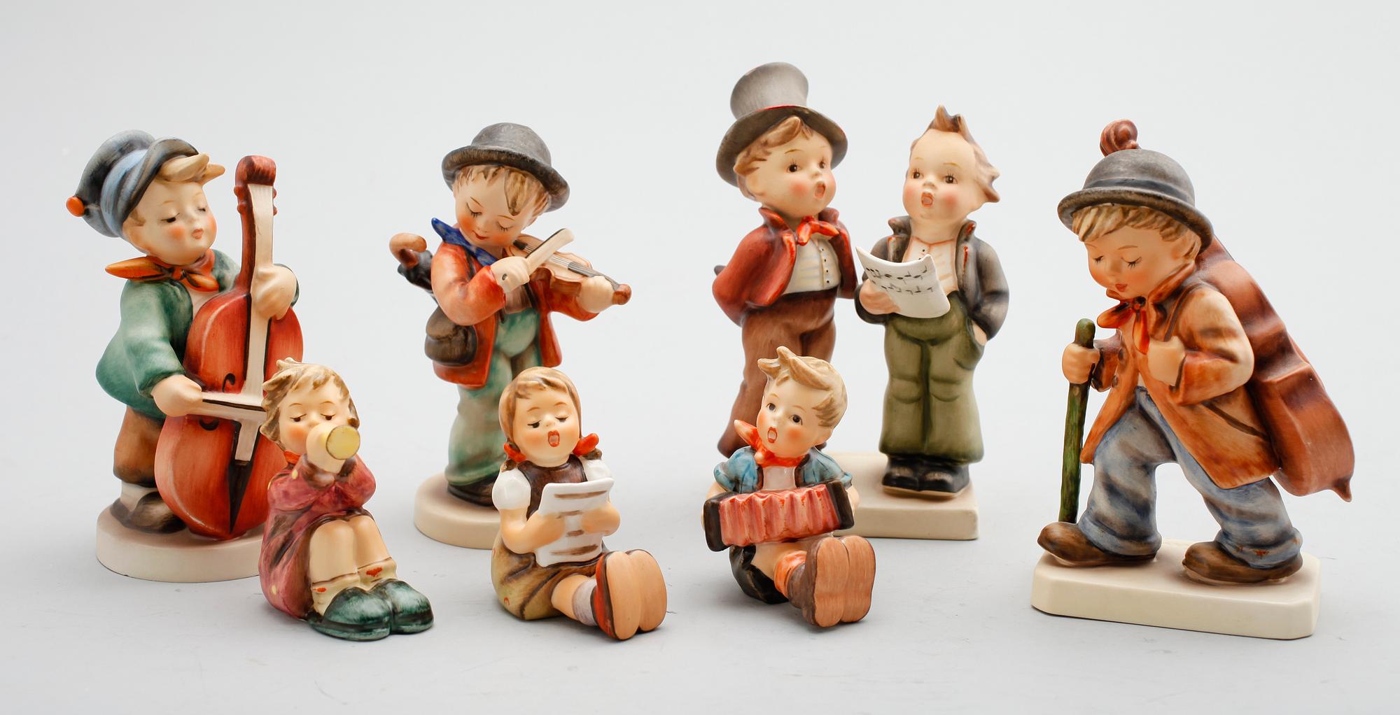 FIGURER, 7 st, porslin, MJ Hummel, Goebel.