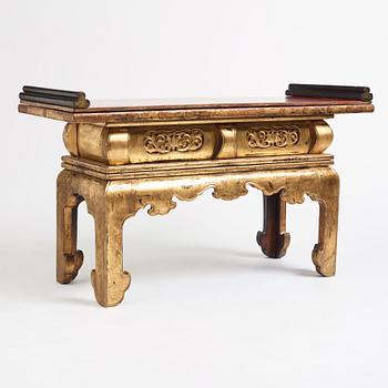 A Japanese lacquered and qilded Buddhist altar table or Butsudan.  Edo period (1603-1868).