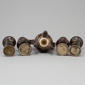 A set of five chinese altar garnitures, cloisonné, 20th century.