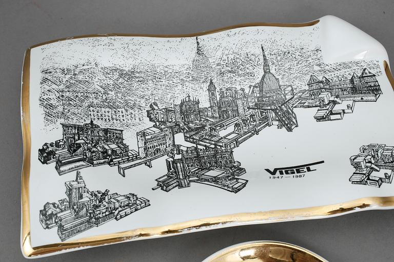 PARTI FORNASETTI, 8 delar, porslin, Italien, 1900-talets andra hälft.