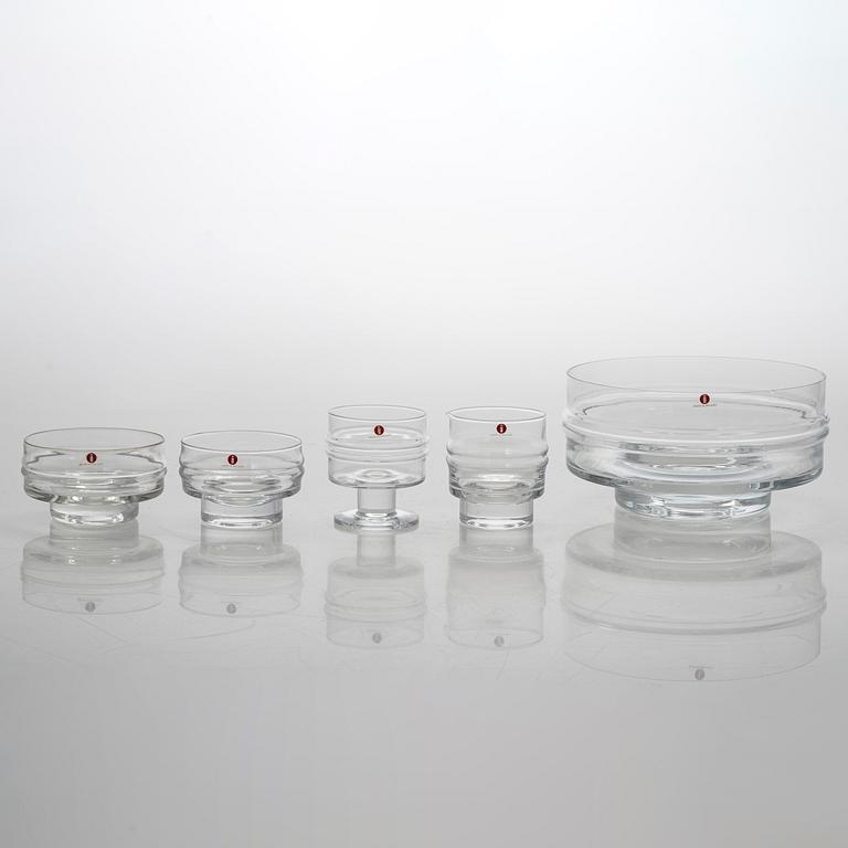 Timo Sarpaneva, 30-piece glass dessert ware,  'Ripple' for Iittala. Designed in 1963.