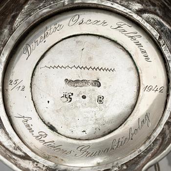 Carl Fahlberg, bägare, delvis förgyllt silver, Uppsala 1760. Rokoko.