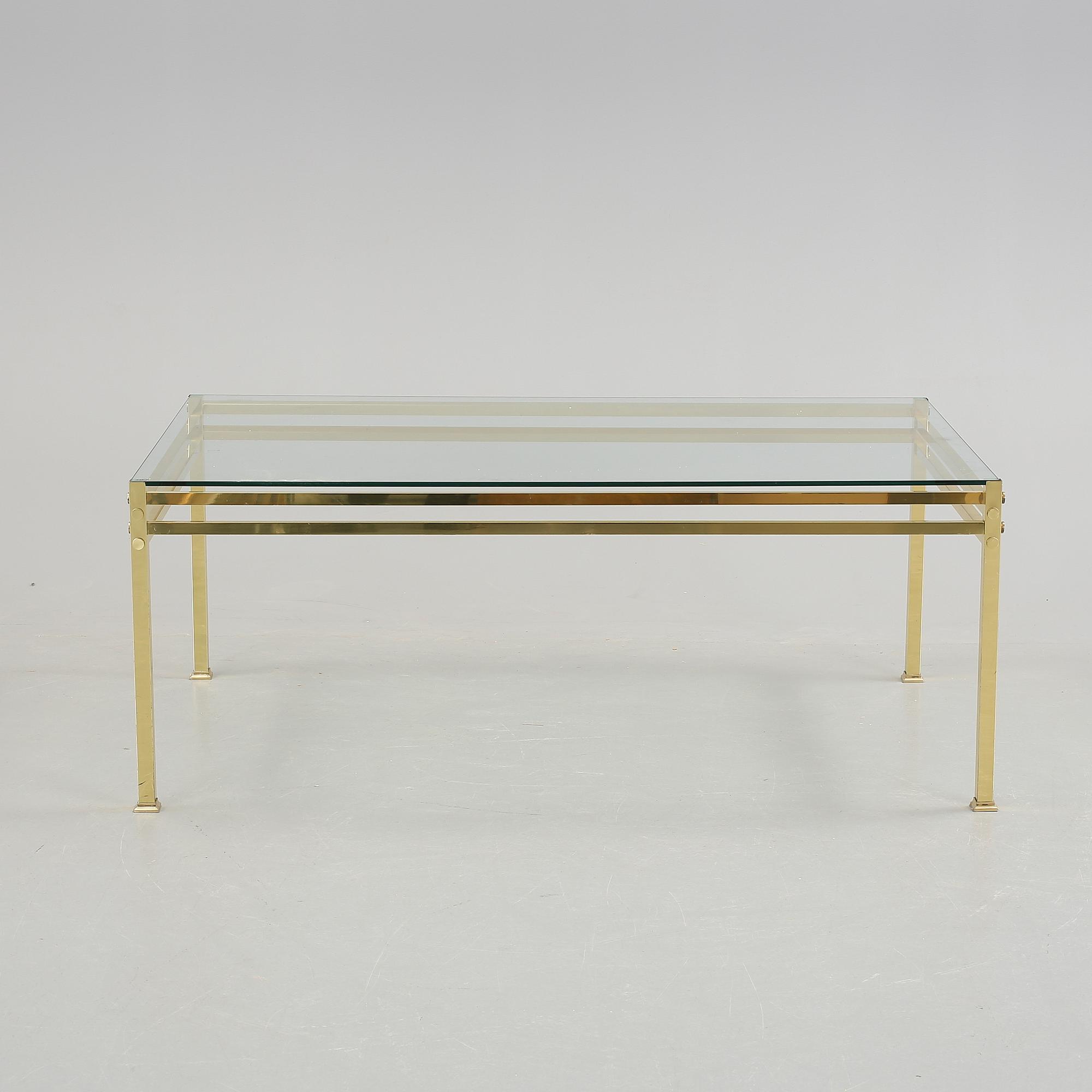 SOFFBORD, glas och mässing, 1900-talets sista kvartal.
