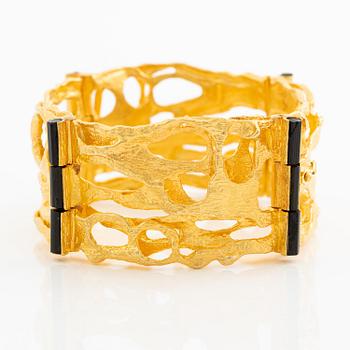 Björn Weckström, bracelet, "Offereld", 18K gold with tourmaline sticks, Lapponia 1972.