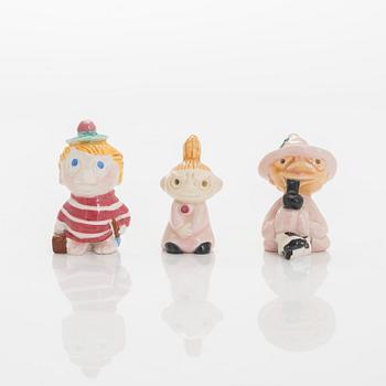 Leo Tykkyläinen, a set of three 1950s ceramic Moomin figurines, Finland.