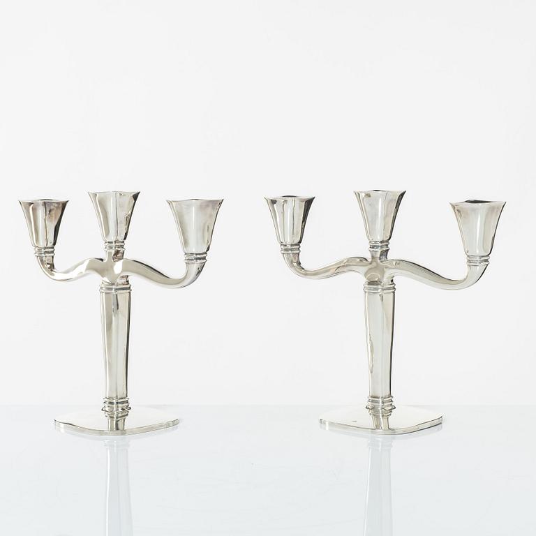 Candelsticks, a pair, silver, first half/mid 20th Century.