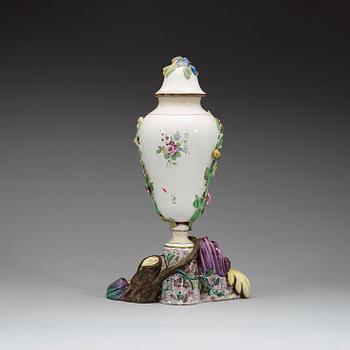 A Swedish Marieberg faience vase with cover, dated 1771.