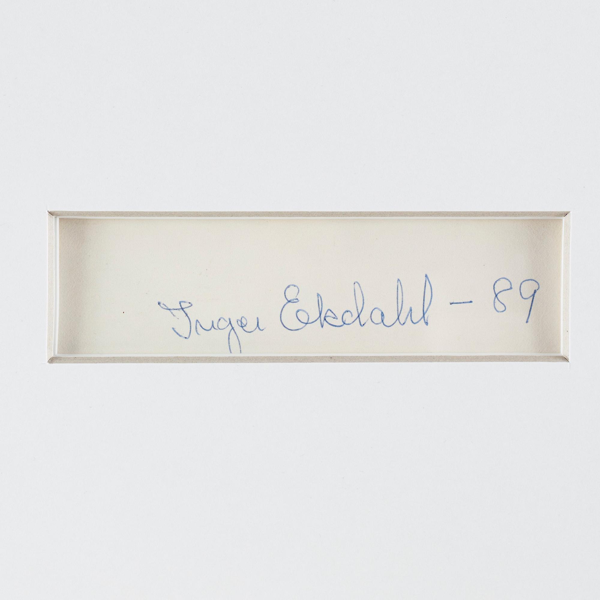 INGER EKDAHL, gouache på papper, signerad och daterad -89 a tergo.